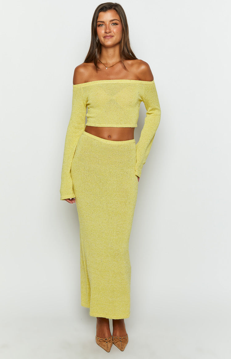 Romie Yellow Knit Maxi Skirt — 2