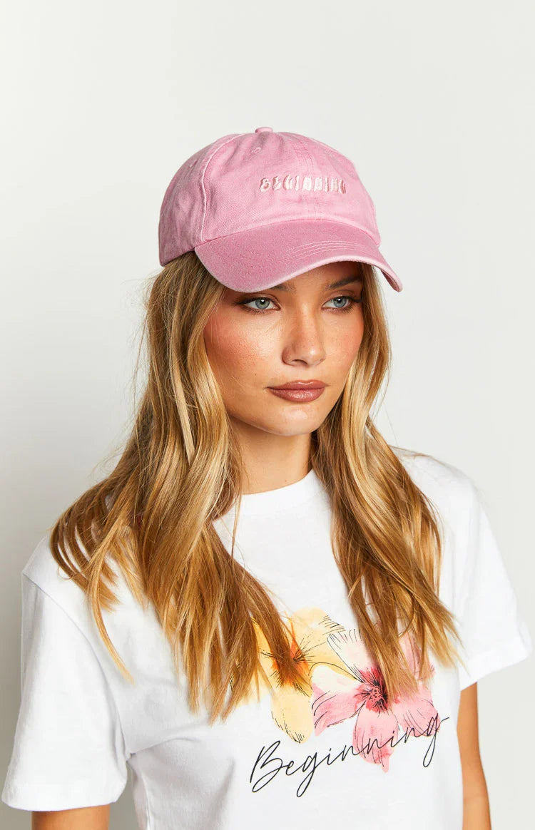 Beginning Boutique Pink Washed Cap — 3