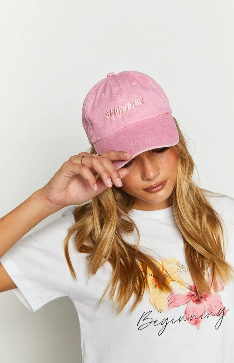 Beginning Boutique Pink Washed Cap — 5