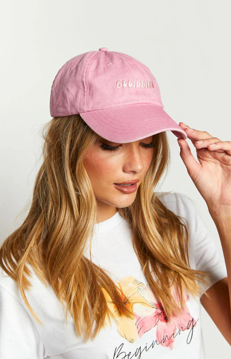 Beginning Boutique Pink Washed Cap — 7