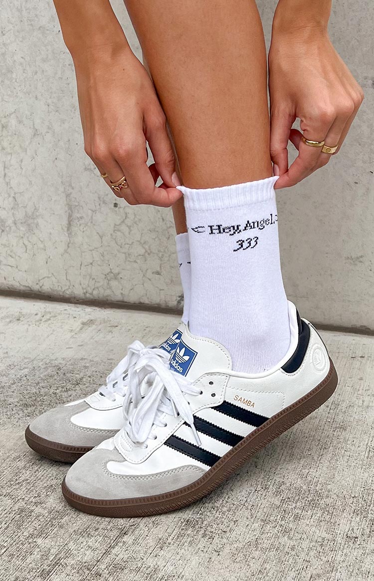 Hey Angel White Crew Socks — 1