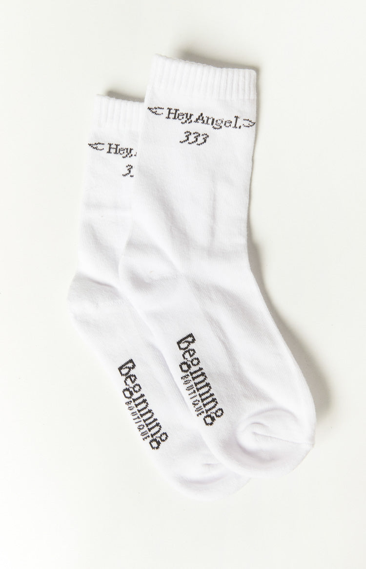 Hey Angel White Crew Socks — 2