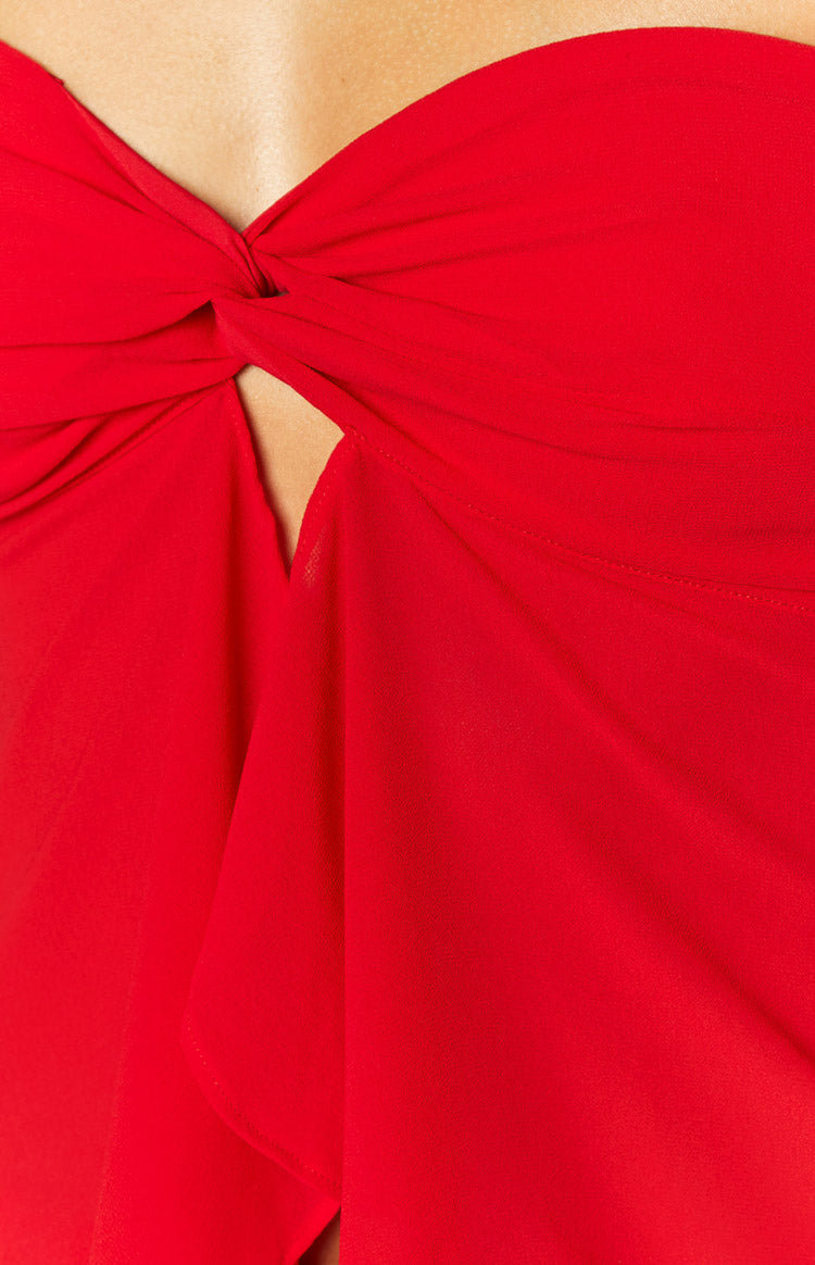 Jacqulin Red Strapless Top — 5