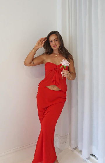 Jacqulin Red Maxi Skirt — 1