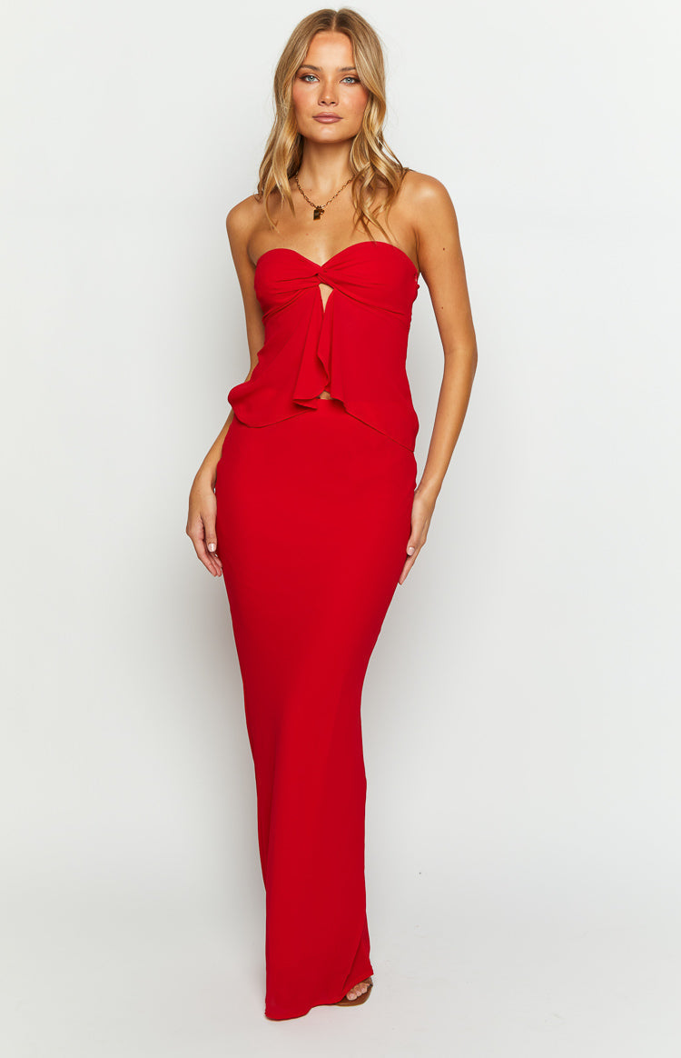 Jacqulin Red Maxi Skirt — 4