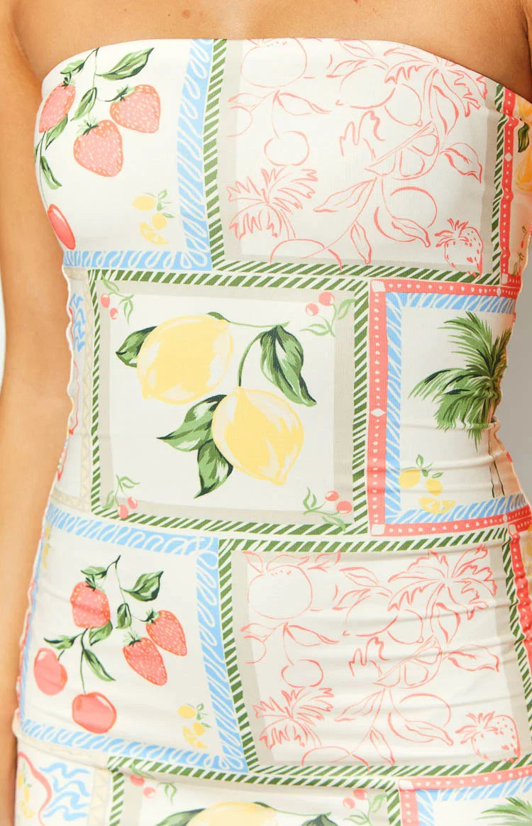 Lee White Roma Print Strapless Mini Dress — 6