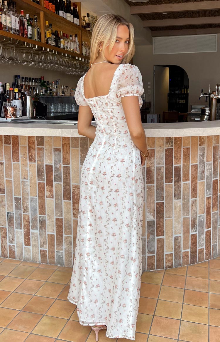 Clydie White Floral Cap Sleeve Midi Dress — 10