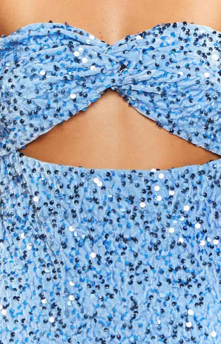 Kendra Blue Sequin Strapless Mini Dress — 6