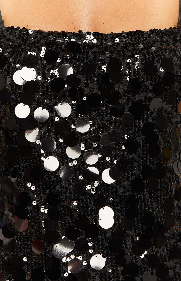 Radiant Black Sparkle Mini Dress — 8