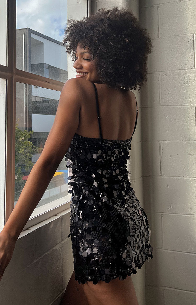 Radiant Black Sparkle Mini Dress — 5