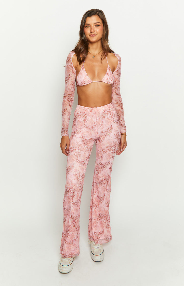 Main Act Pink Swirl Snake Print Top And Bolero — 3