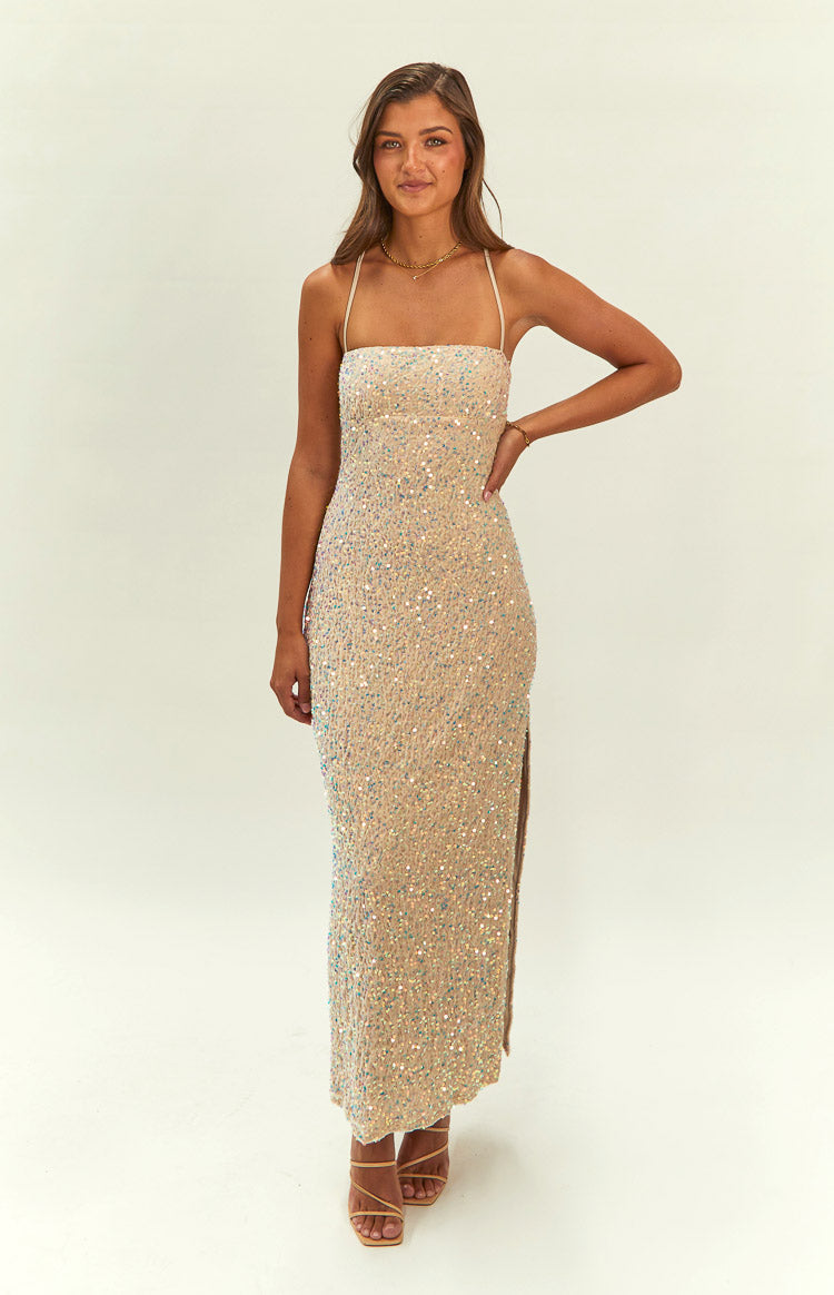 Miranda Gold Velvet Formal Maxi Dress — 2