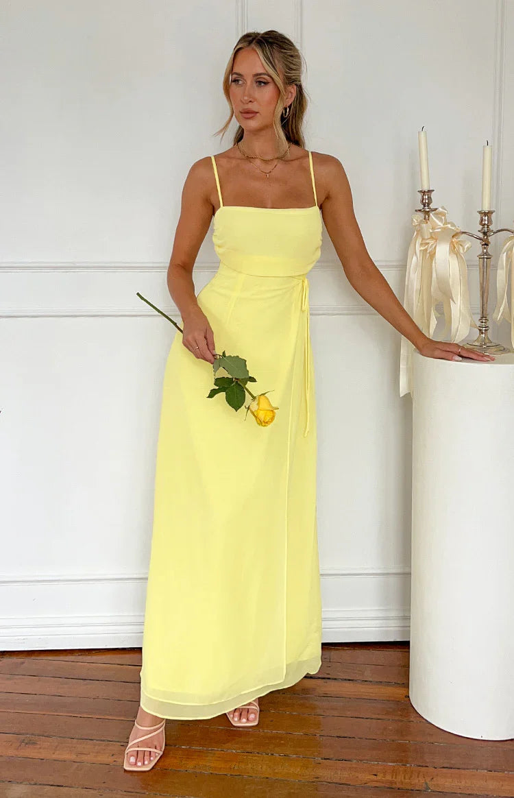 Flossie Yellow Maxi Sleeveless Dress — 1