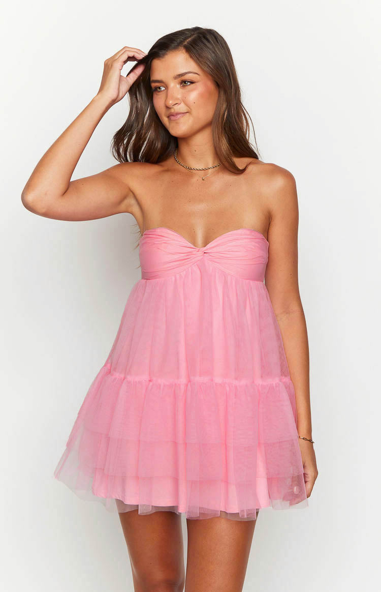 Amba Pink Strapless Mini Dress — 1