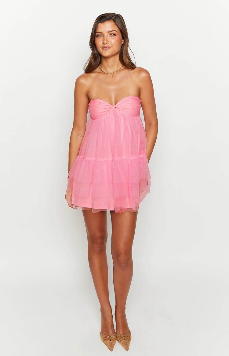 Amba Pink Strapless Mini Dress — 3