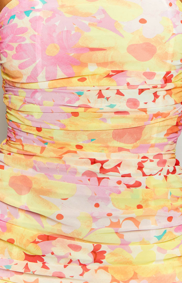 Sinclair Yellow Floral Print Strapless Maxi Dress — 6