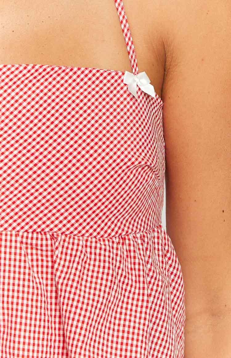 Aspen Red Gingham Halter Top — 6