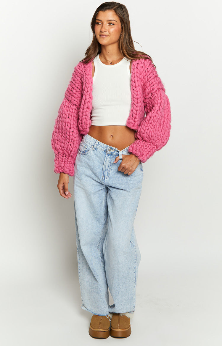 Blush Blossom Pink Knit Cardigan — 5