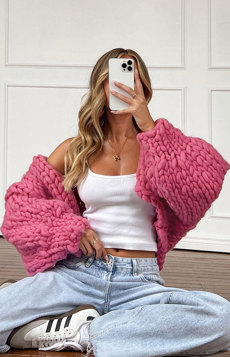 Blush Blossom Pink Knit Cardigan — 4
