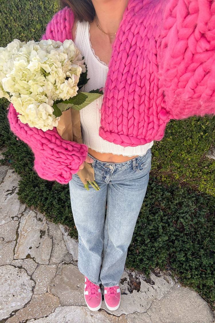 Blush Blossom Pink Knit Cardigan — 8