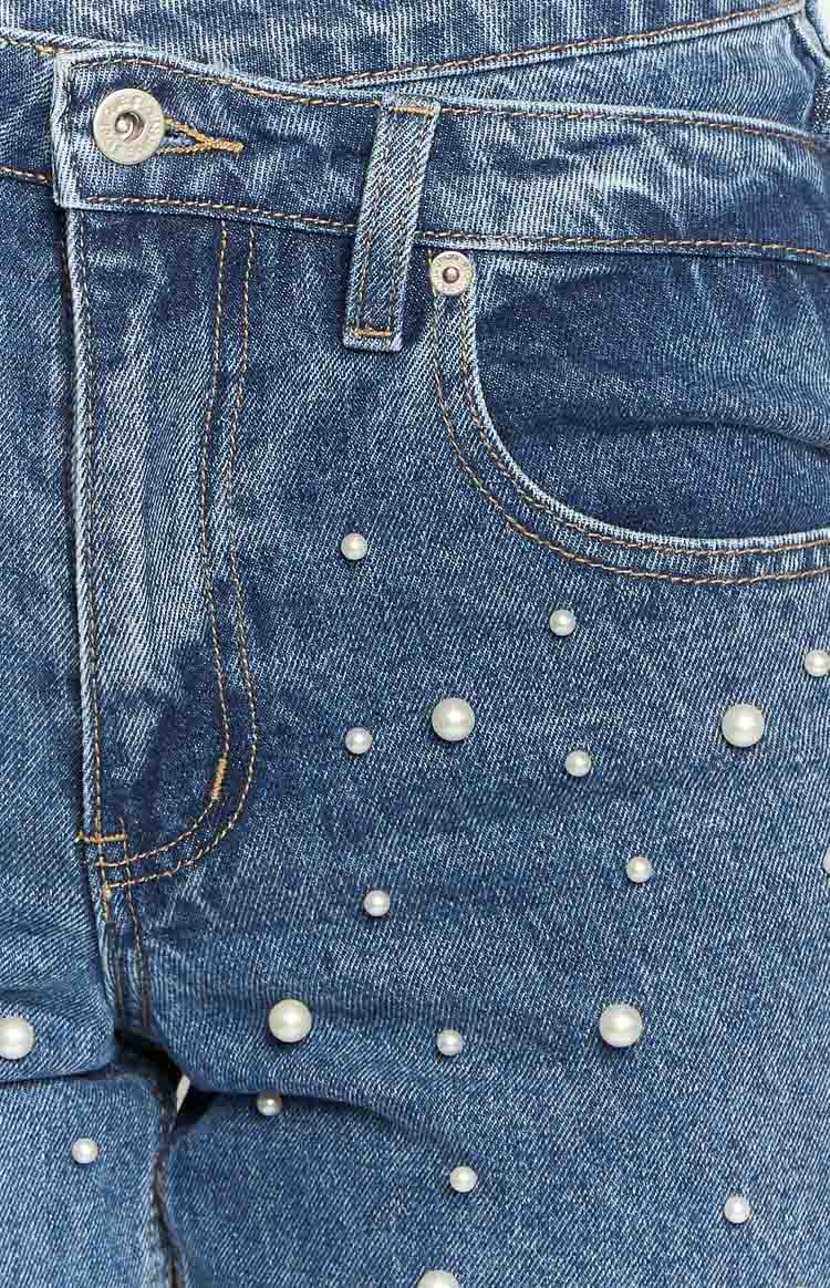Denim Dazzle Pearl Mid Wash High Waisted Jeans — 9