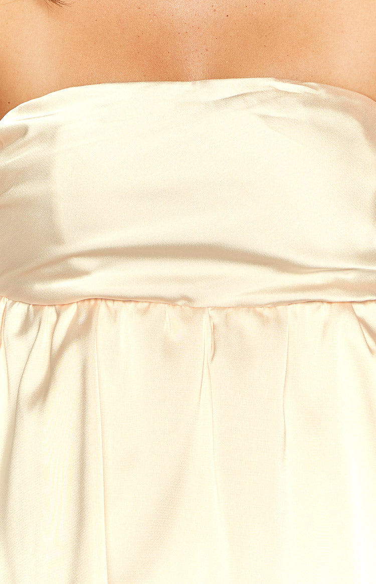 Jamie Cream Satin Strapless Mini Dress — 11