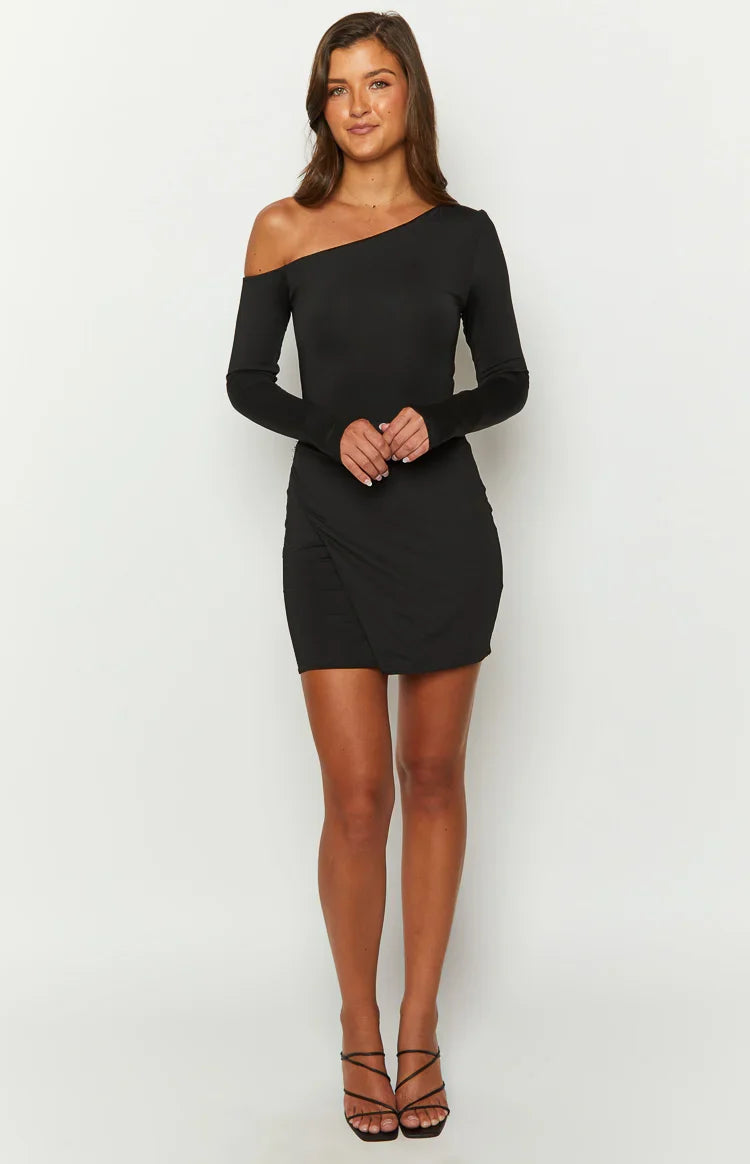 Antonio Black Long Sleeve Mini Dress — 1