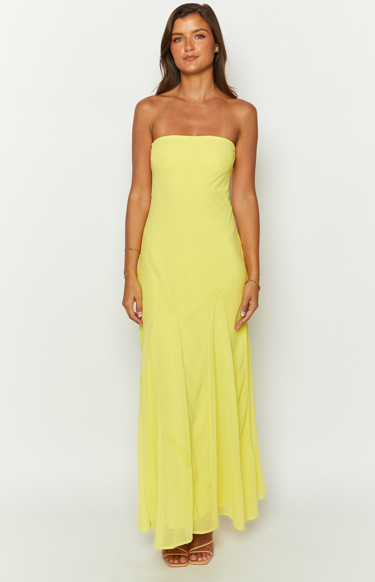 Myka Yellow Strapless Maxi Dress — 1