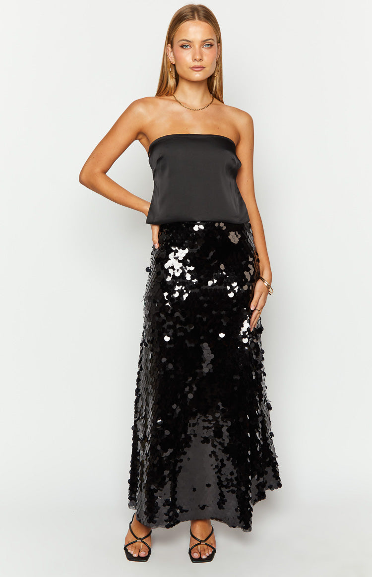 Genevieve Black Sequin Maxi Skirt — 5