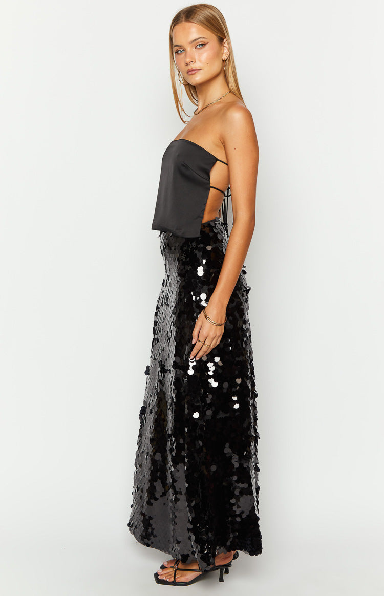 Genevieve Black Sequin Maxi Skirt — 6