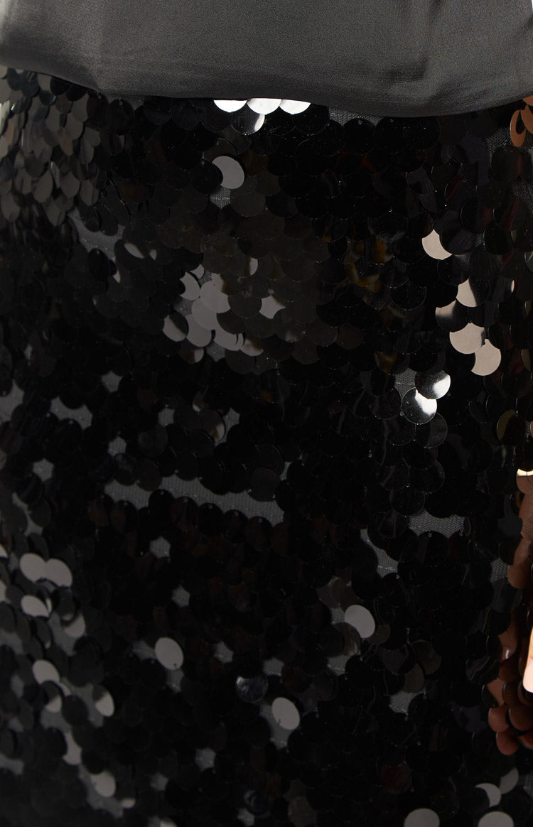 Genevieve Black Sequin Maxi Skirt — 8