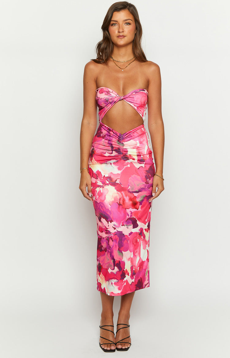 Juliete Pink Floral Midi Dress — 1