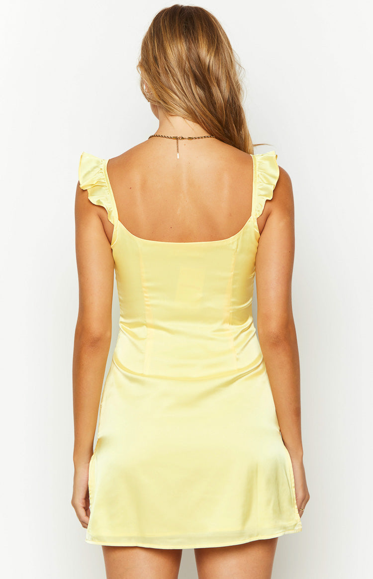 Marigold Muse Yellow Satin Mini Dress — 5