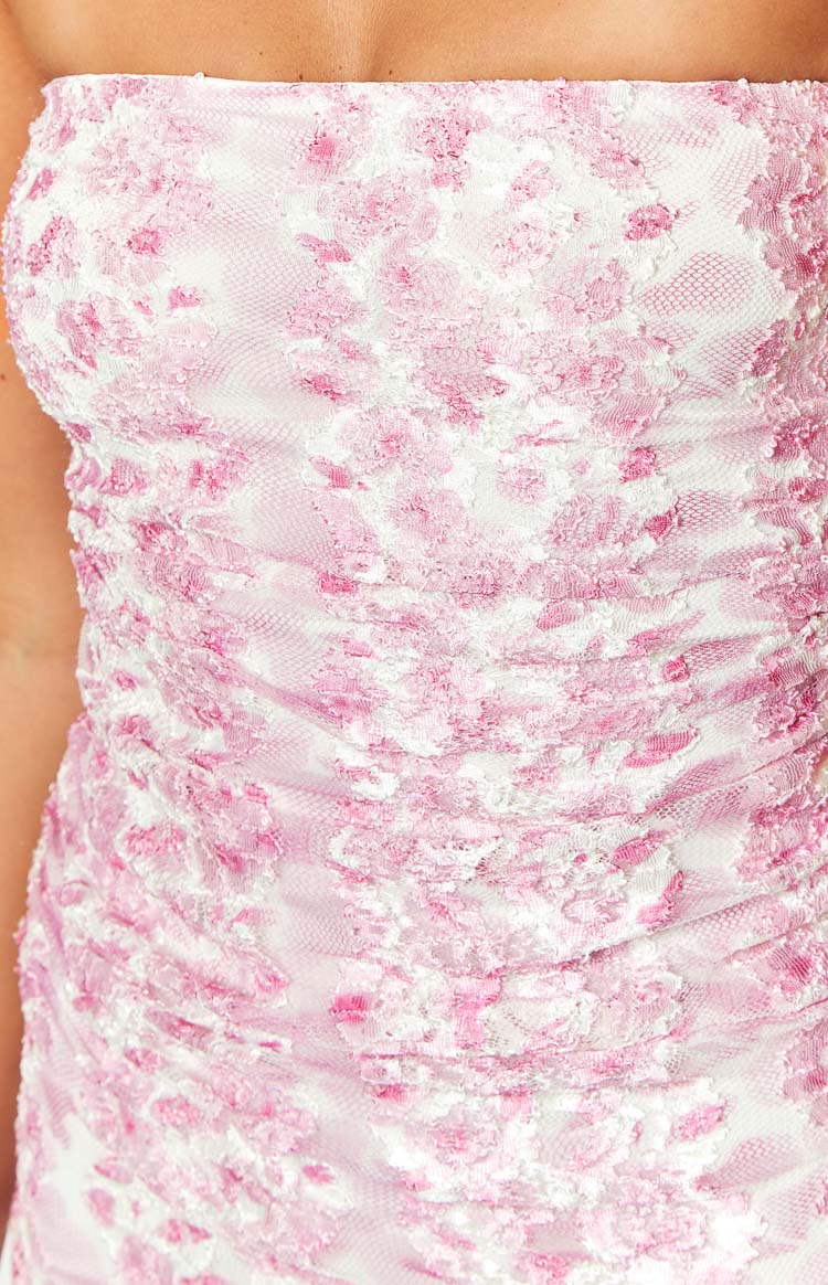 Imogen Pink Floral Print Strapless Maxi Dress — 6