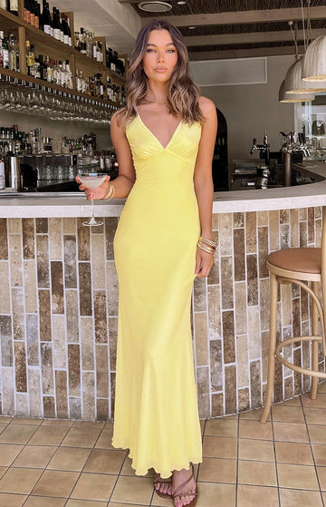Sunflower Yellow Mesh Maxi Dress — 1