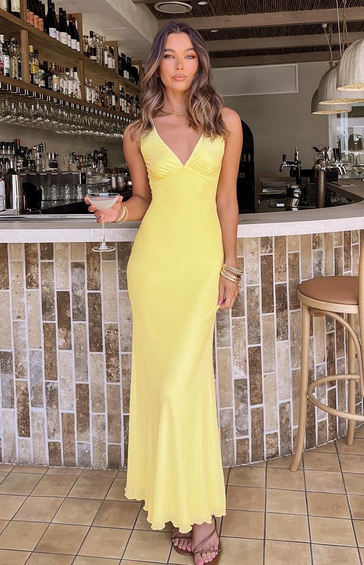 Sunflower Yellow Mesh Maxi Dress — 1