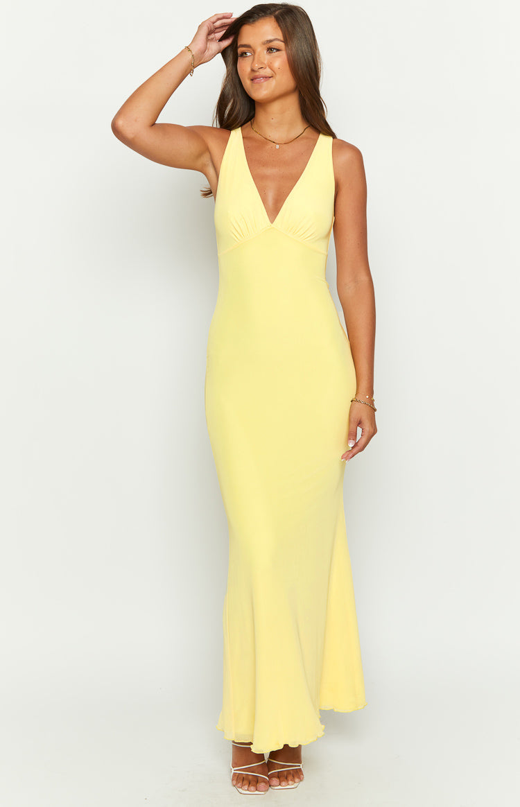Sunflower Yellow Mesh Maxi Dress — 3
