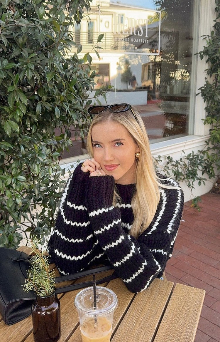Belmont Black And White Striped Sweater — 1