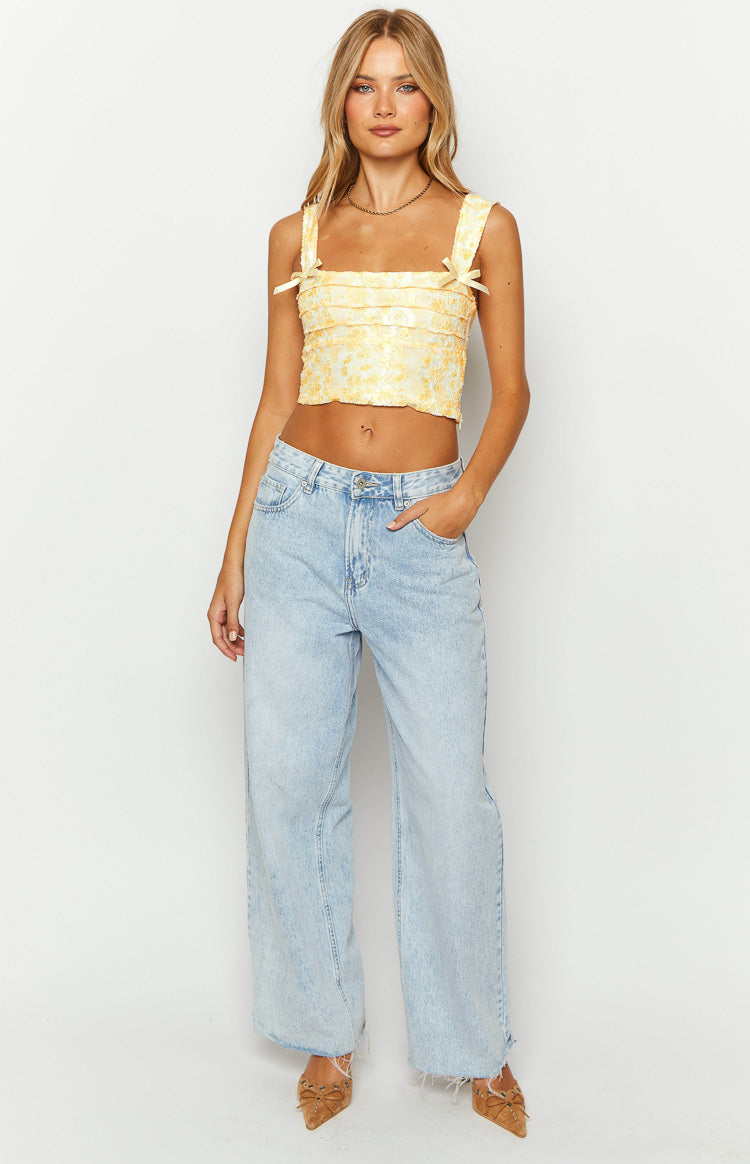 Vida Yellow Lace Bow Top — 3