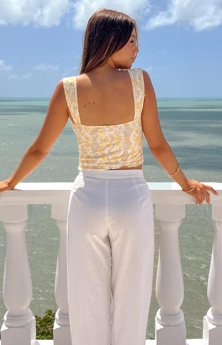 Vida Yellow Lace Bow Top — 8