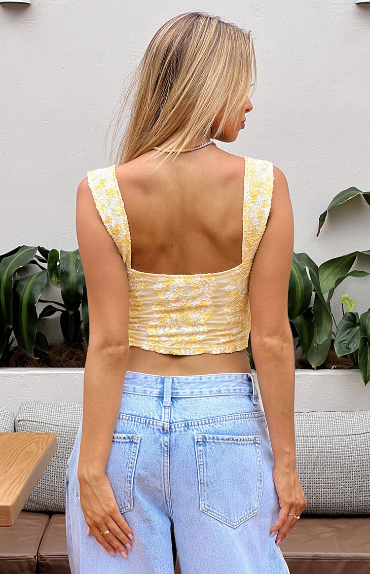 Vida Yellow Lace Bow Top — 10