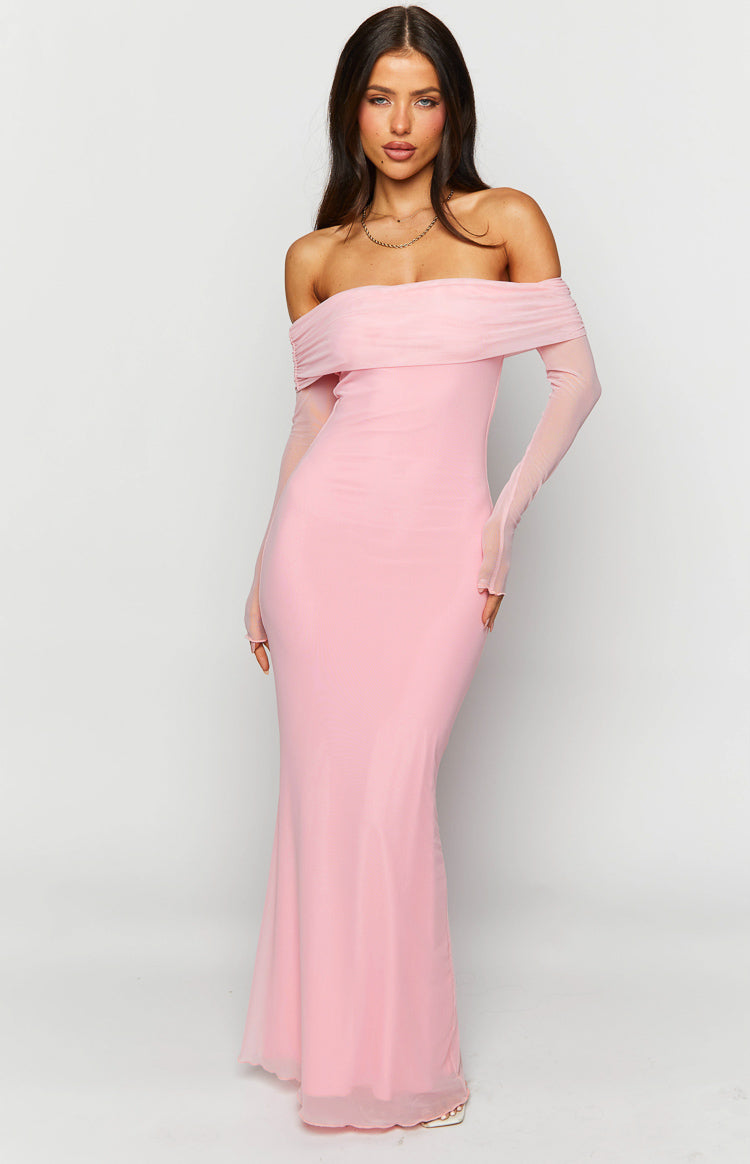 Coraline Pink Long Sleeve Maxi Dress — 1