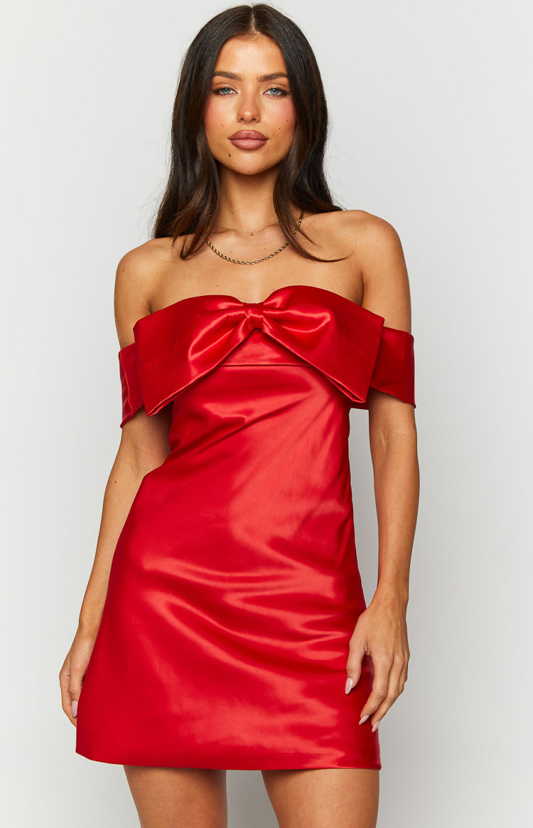 Lyla Red Off Shoulder Mini Dress — 3