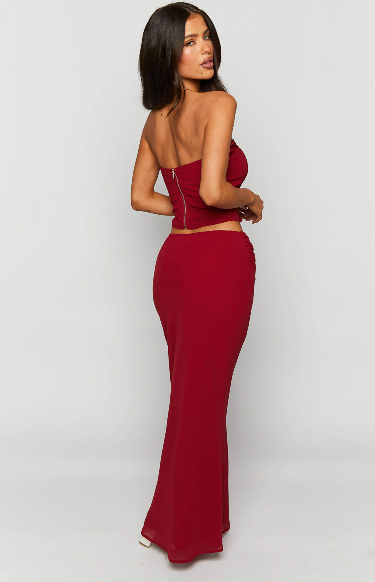 Crimson Rose Red Lace Maxi Skirt — 6