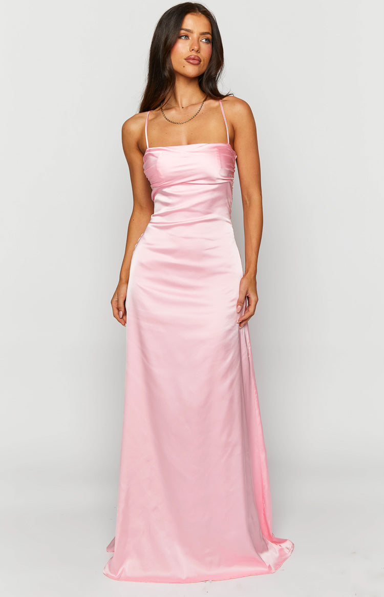 Blaise Pink Satin Maxi Dress — 2