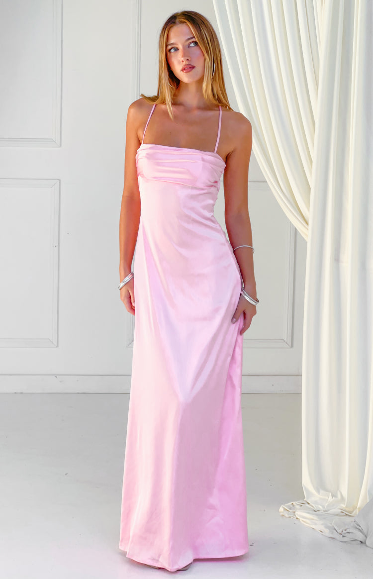 Blaise Pink Satin Maxi Dress — 5