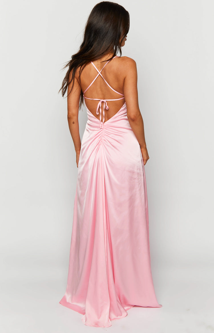 Blaise Pink Satin Maxi Dress — 8