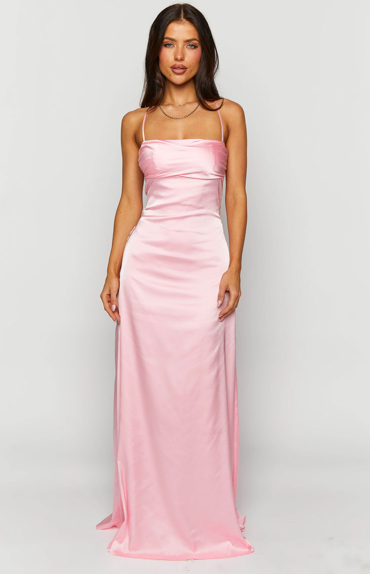Blaise Pink Satin Maxi Dress — 10