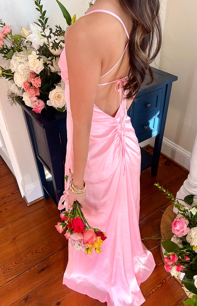 Blaise Pink Satin Maxi Dress — 19