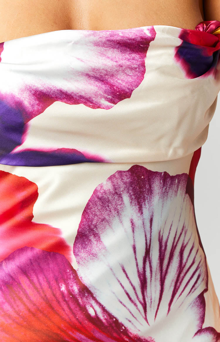 Ella Pink Floral Print Off Shoulder Formal Dress — 6